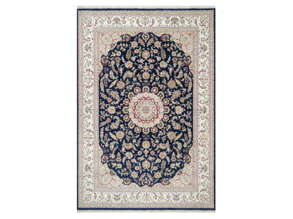 Nain Traditional hand-knotted wool/silk rug in Blue, 9'8" x 14'1", SKU O090899