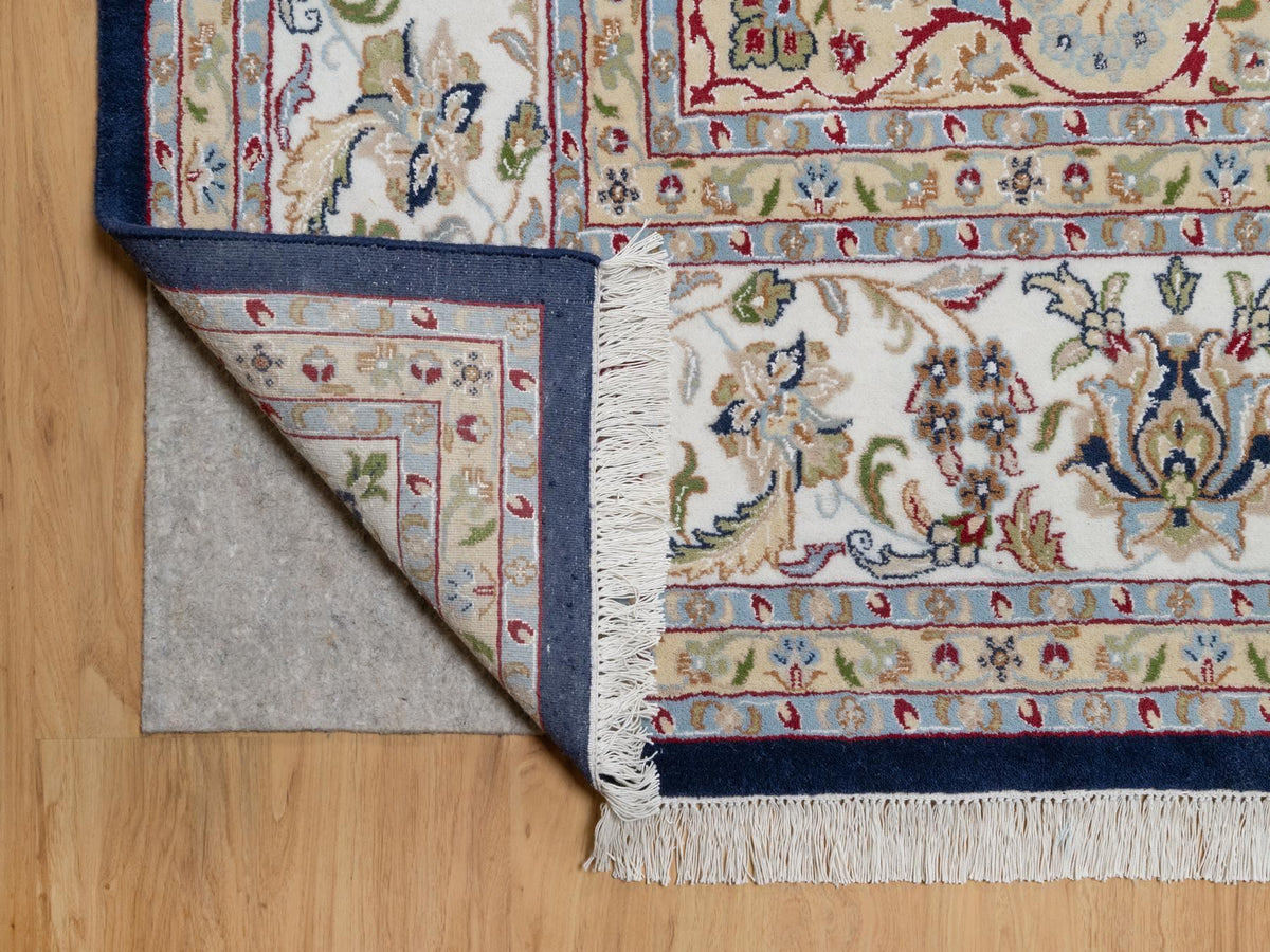 Nain Traditional hand-knotted wool/silk rug in Blue, 9'8" x 14'1", SKU O090899