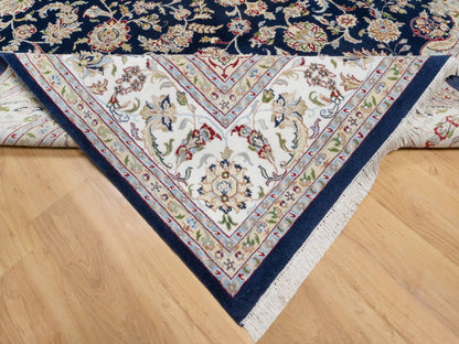 Nain Traditional hand-knotted wool/silk rug in Blue, 9'8" x 14'1", SKU O090899