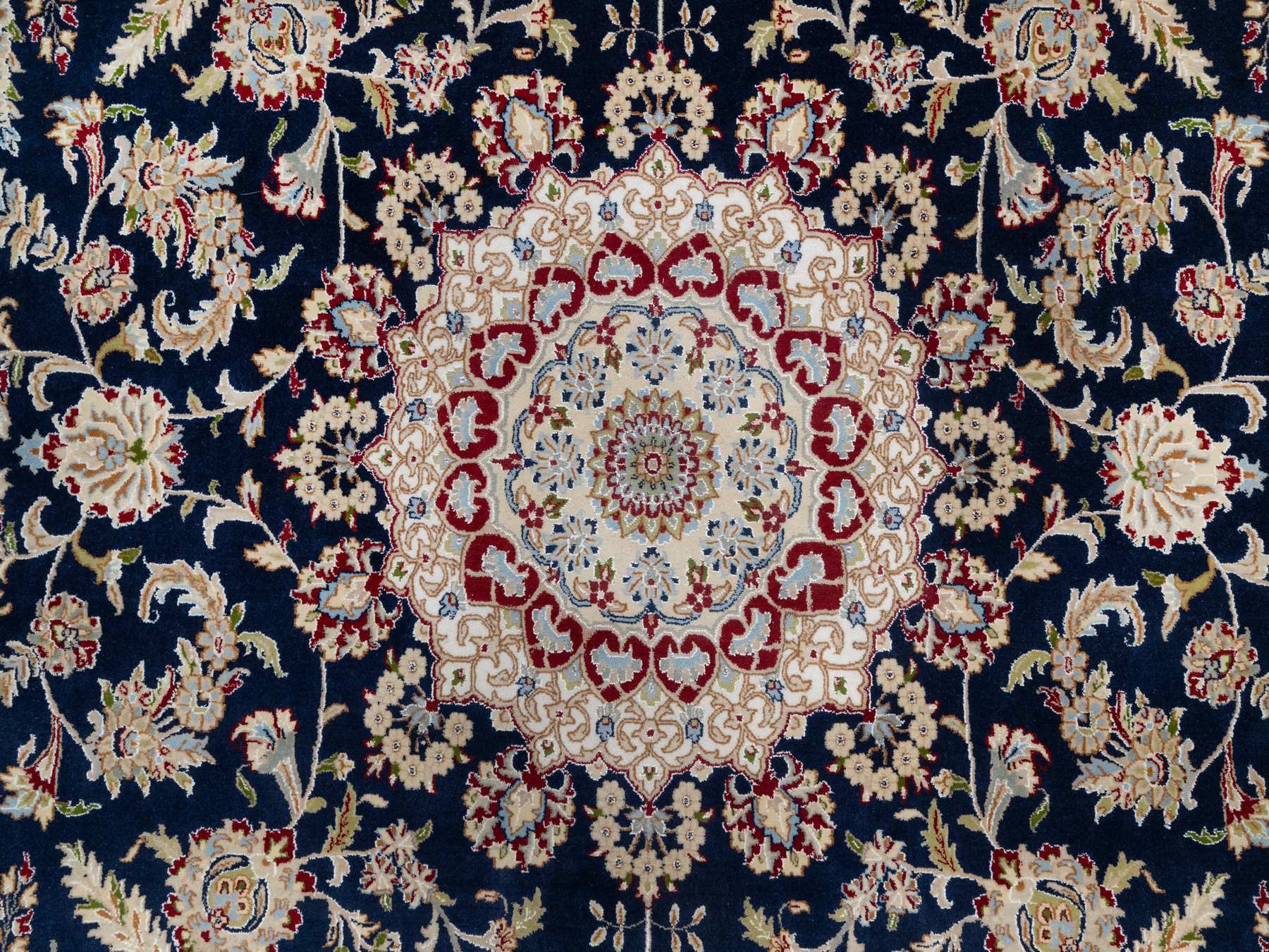 Nain Traditional hand-knotted wool/silk rug in Blue, 9'8" x 14'1", SKU O090899