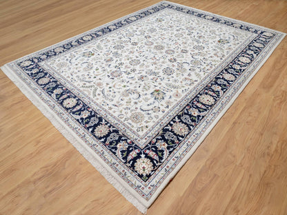 Ivory 8'7" x 12'0" Fine Oriental Hand knotted Wool/Silk Rug - Sku: O090900