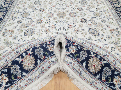 Ivory 8'7" x 12'0" Fine Oriental Hand knotted Wool/Silk Rug - Sku: O090900