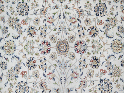 Ivory 9'9" x 9'9" Fine Oriental Hand knotted Wool/Silk Rug - Sku: O090907