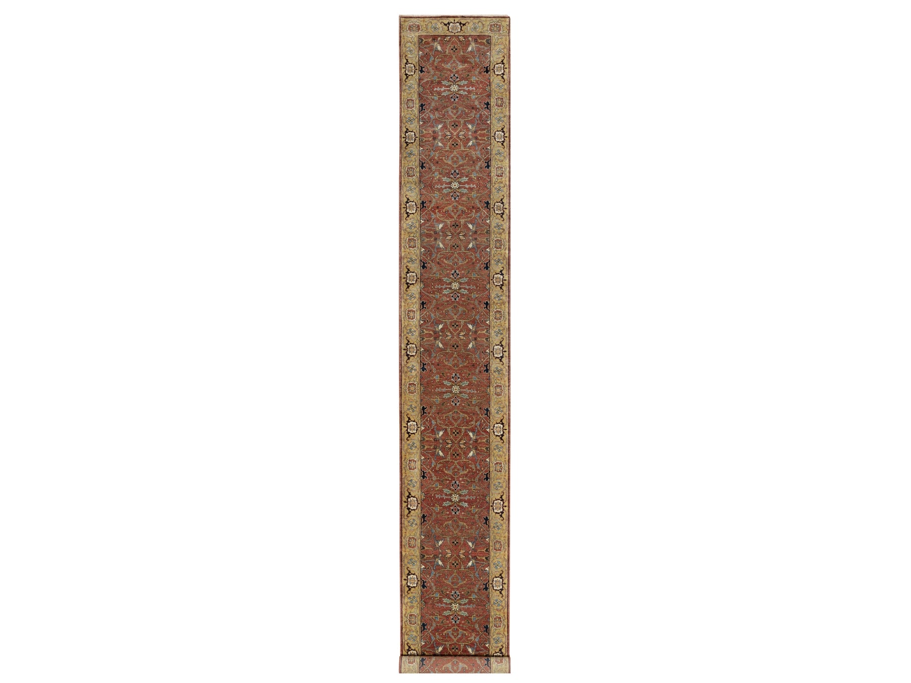 Heriz Traditional hand-knotted wool runner in Red, 2'7" x 18'2", SKU O090915