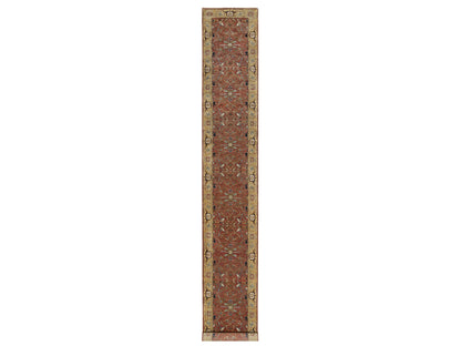 Red 2'7" x 18'2" Traditional Hand knotted Wool Rug - Sku: O090915