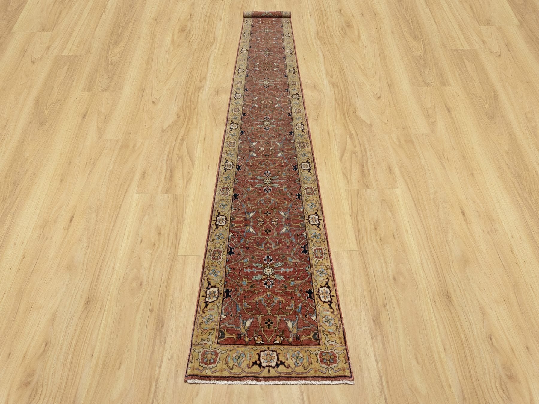 Heriz Traditional hand-knotted wool runner in Red, 2'7" x 18'2", SKU O090915