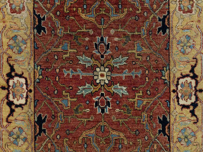 Red 2'7" x 18'2" Traditional Hand knotted Wool Rug - Sku: O090915