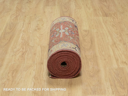Red 2'7" x 18'2" Traditional Hand knotted Wool Rug - Sku: O090915