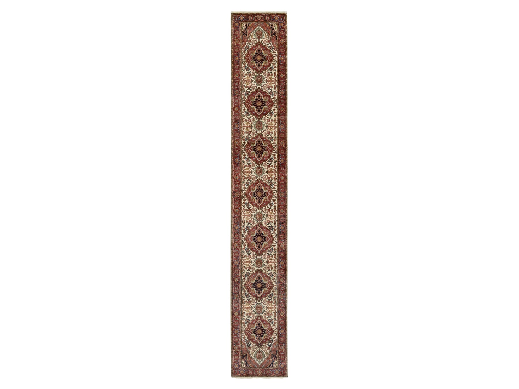 Heriz Traditional hand-knotted wool runner in Ivory, 2'6" x 16'1", SKU O090924