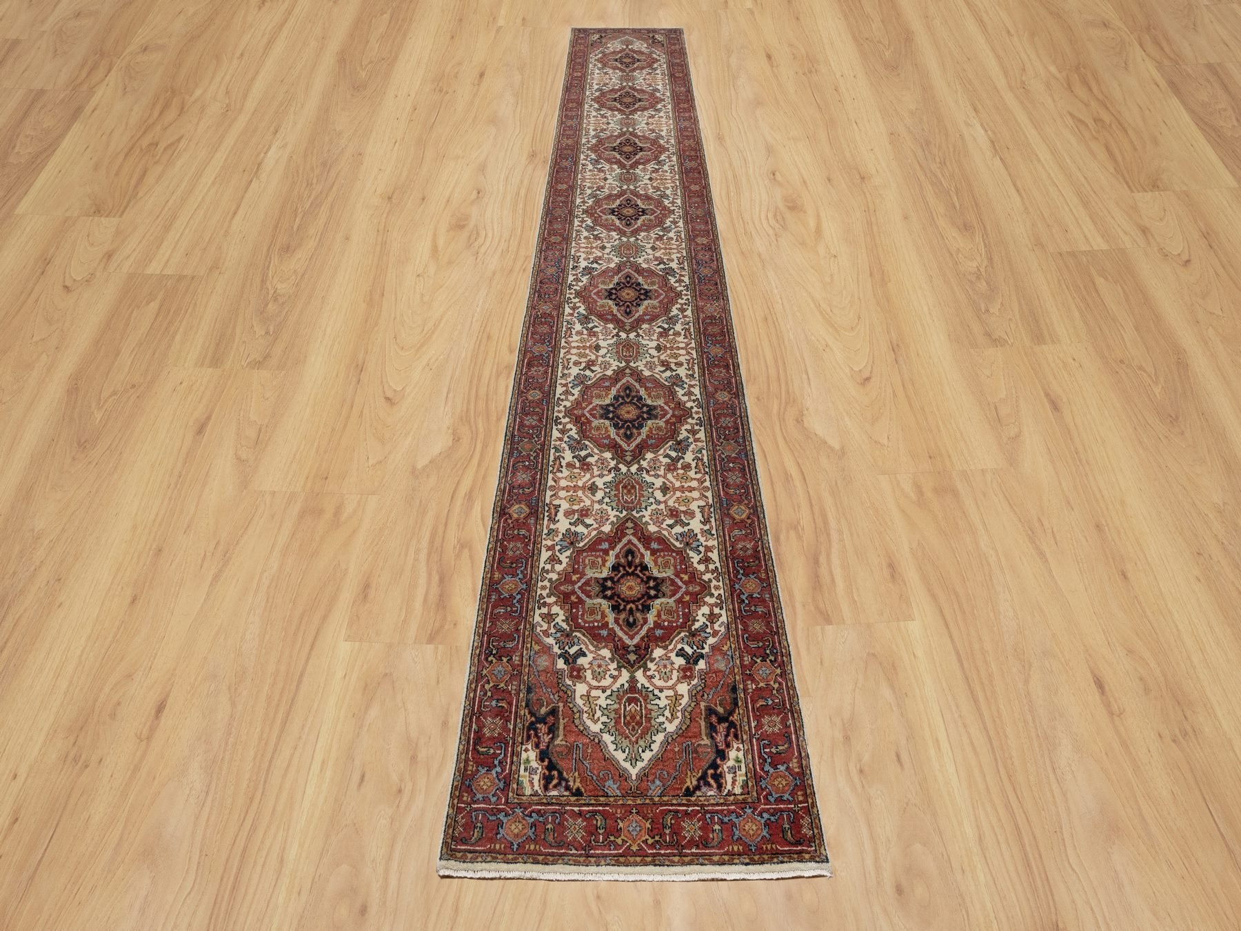 Heriz Traditional hand-knotted wool runner in Ivory, 2'6" x 16'1", SKU O090924