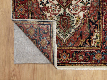 Ivory 2'6" x 16'1" Heriz Hand knotted Wool Rug - Sku: O090924