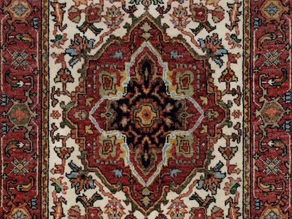Ivory 2'6" x 16'1" Heriz Hand knotted Wool Rug - Sku: O090924