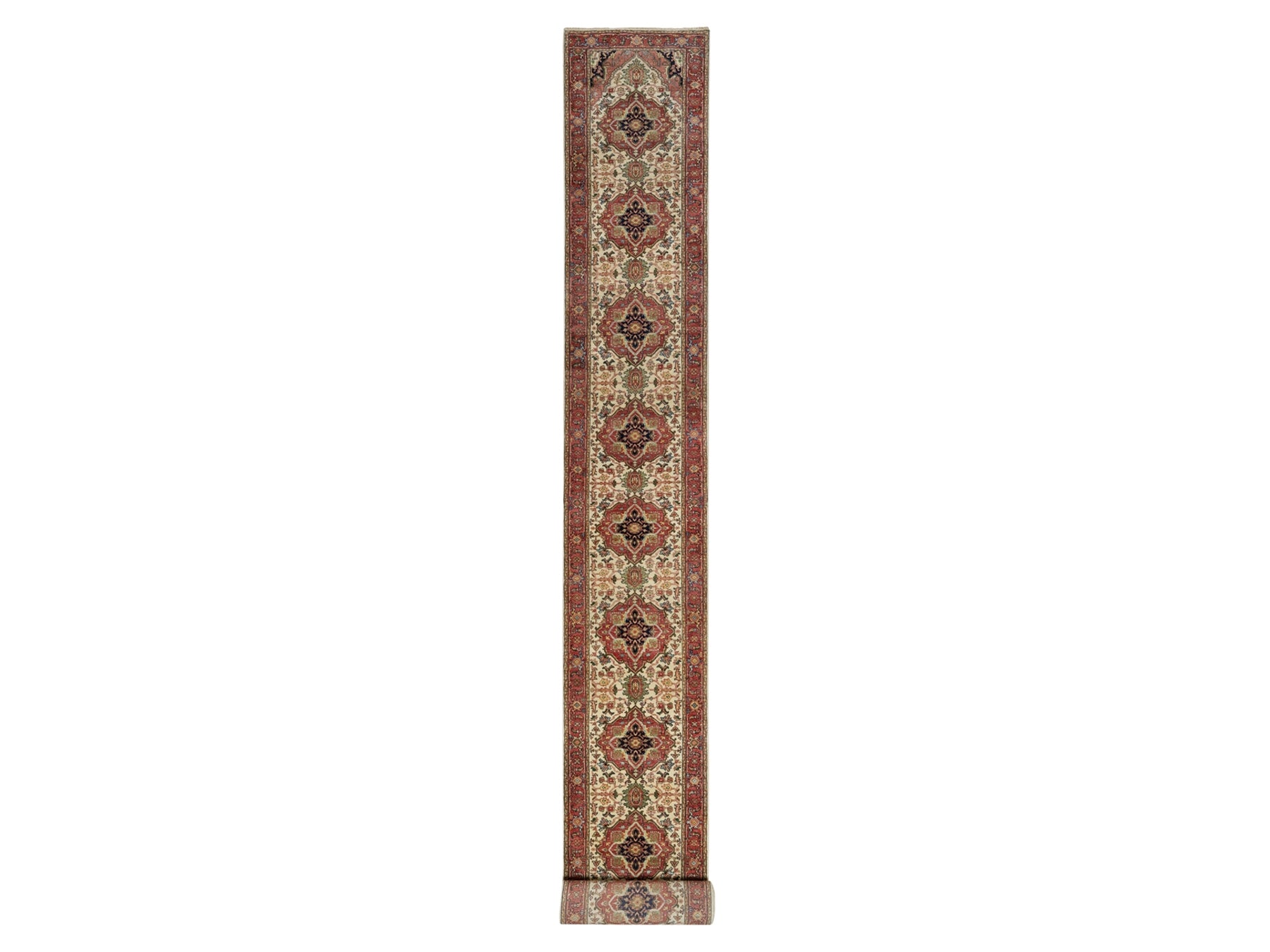 Heriz Traditional hand-knotted wool runner in Ivory, 2'8" x 28'1", SKU O090927