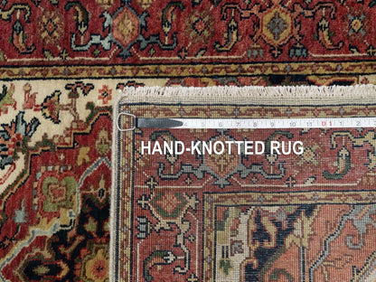 Ivory 2'8" x 28'1" Heriz Hand knotted Wool Rug - Sku: O090927
