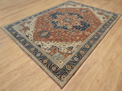 Red 8'9" x 12'1" Traditional Hand knotted Wool Rug - Sku: O090928