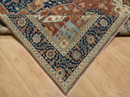 Red 8'9" x 12'1" Traditional Hand knotted Wool Rug - Sku: O090928