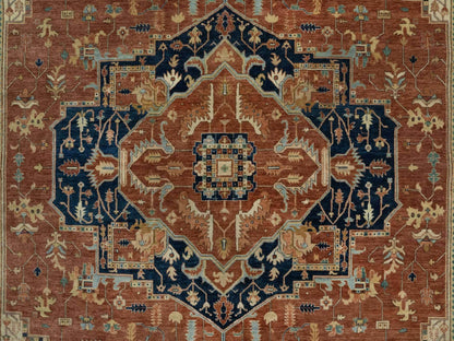 Red 8'9" x 12'1" Traditional Hand knotted Wool Rug - Sku: O090928