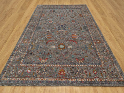 Grey 8'11" x 12'1" Transitional Hand knotted Wool/Silk Rug - Sku: O090941