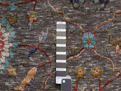 Grey 8'11" x 12'1" Transitional Hand knotted Wool/Silk Rug - Sku: O090941
