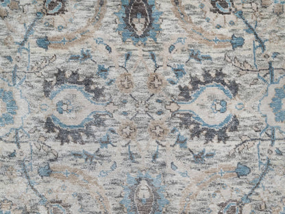 Transitional hand-knotted wool/silk runner in Ivory, 2'7" x 25'9", SKU O090944