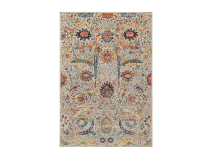 Transitional hand-knotted wool/silk rug in Beige, 6'3" x 9'1", SKU O090947