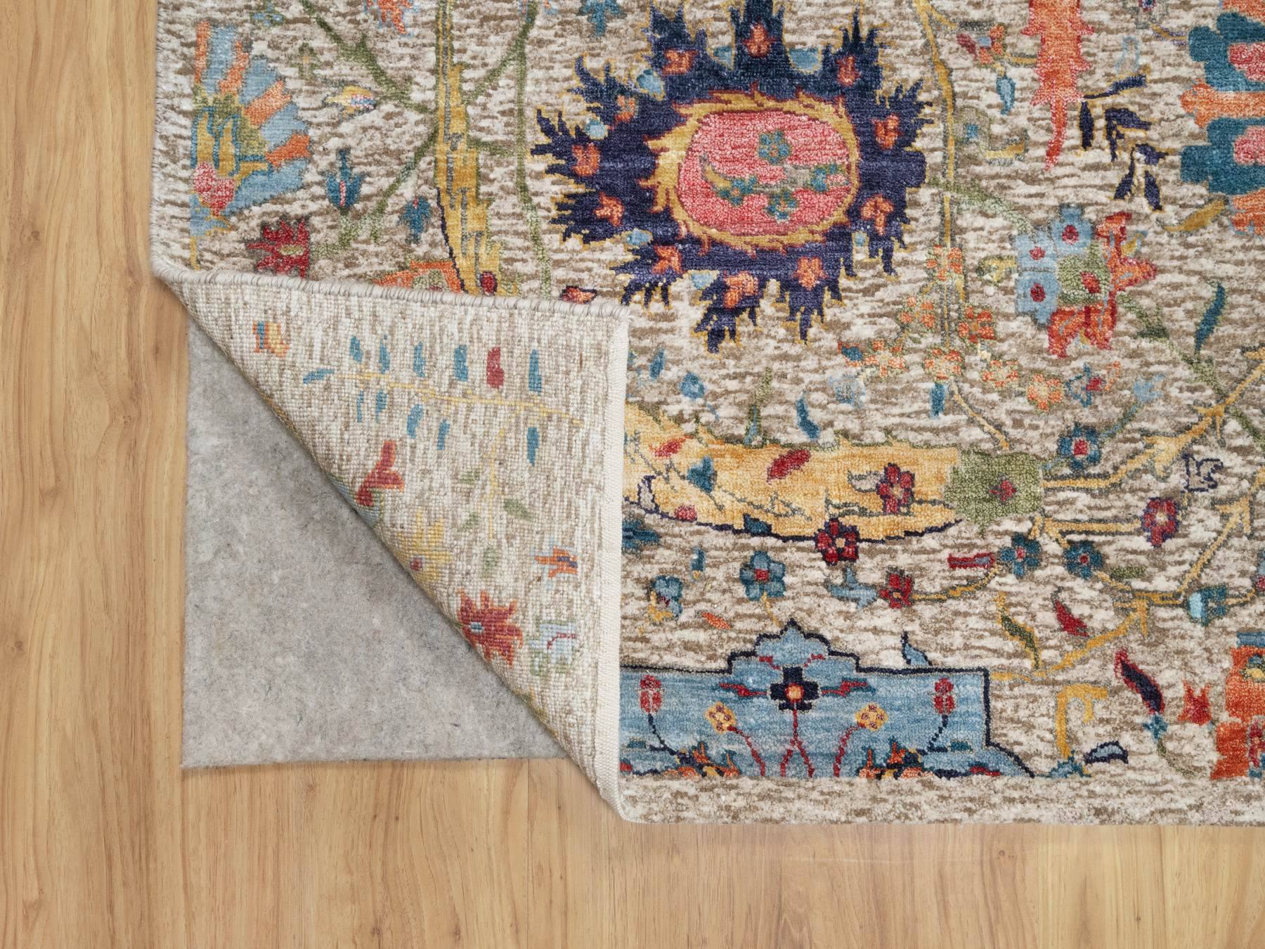 Transitional hand-knotted wool/silk rug in Beige, 6'3" x 9'1", SKU O090947