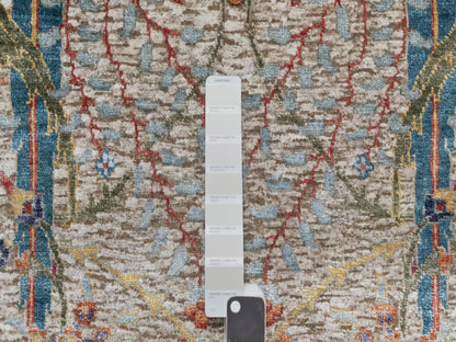Transitional hand-knotted wool/silk rug in Beige, 6'3" x 9'1", SKU O090947