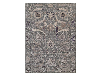 Transitional hand-knotted wool/silk rug in Black, 9'11" x 13'10", SKU O090948