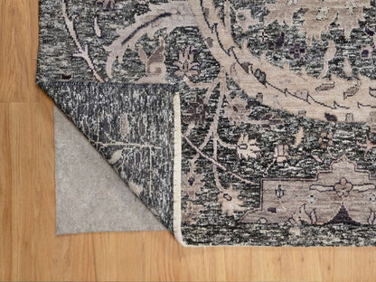 Transitional hand-knotted wool/silk rug in Black, 9'11" x 13'10", SKU O090948