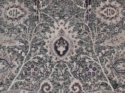 Transitional hand-knotted wool/silk rug in Black, 9'11" x 13'10", SKU O090948