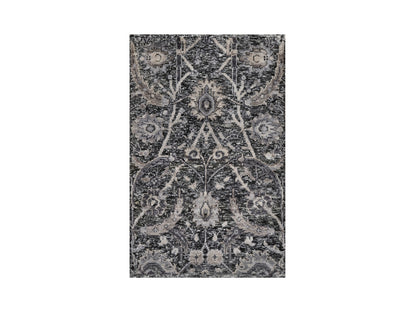 Transitional hand-knotted wool/silk rug in Black, 1'11" x 3'0", SKU O090949