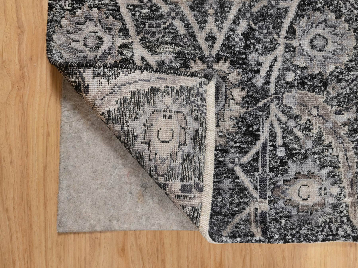 Transitional hand-knotted wool/silk rug in Black, 1'11" x 3'0", SKU O090949
