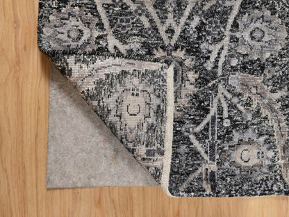 Transitional hand-knotted wool/silk rug in Black, 1'11" x 3'0", SKU O090949