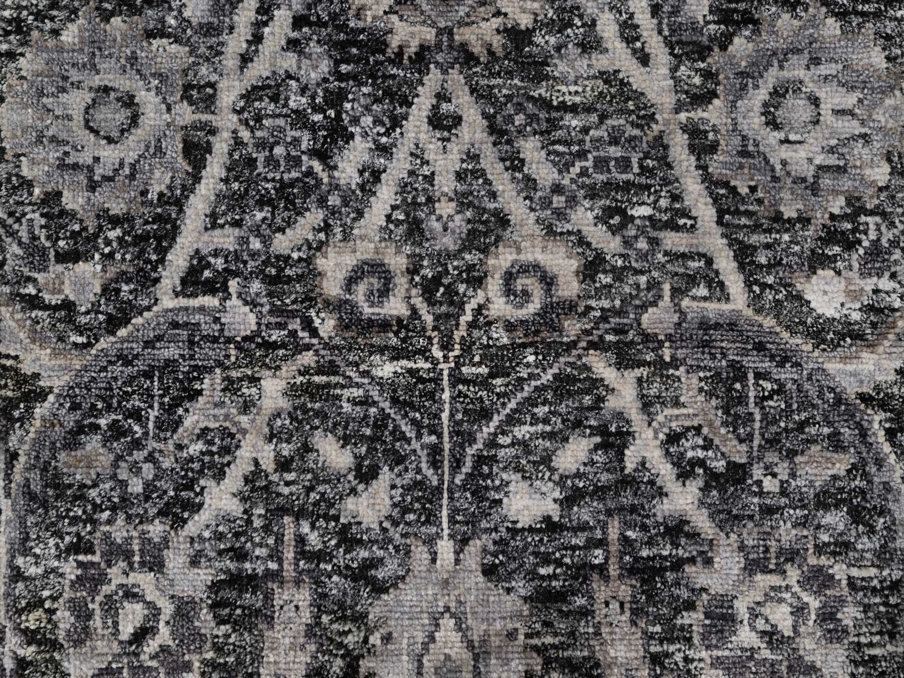Transitional hand-knotted wool/silk rug in Black, 1'11" x 3'0", SKU O090949