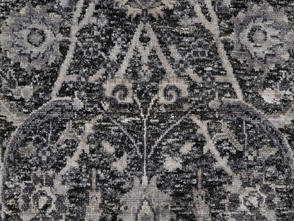 Transitional hand-knotted wool/silk rug in Black, 1'11" x 3'0", SKU O090949