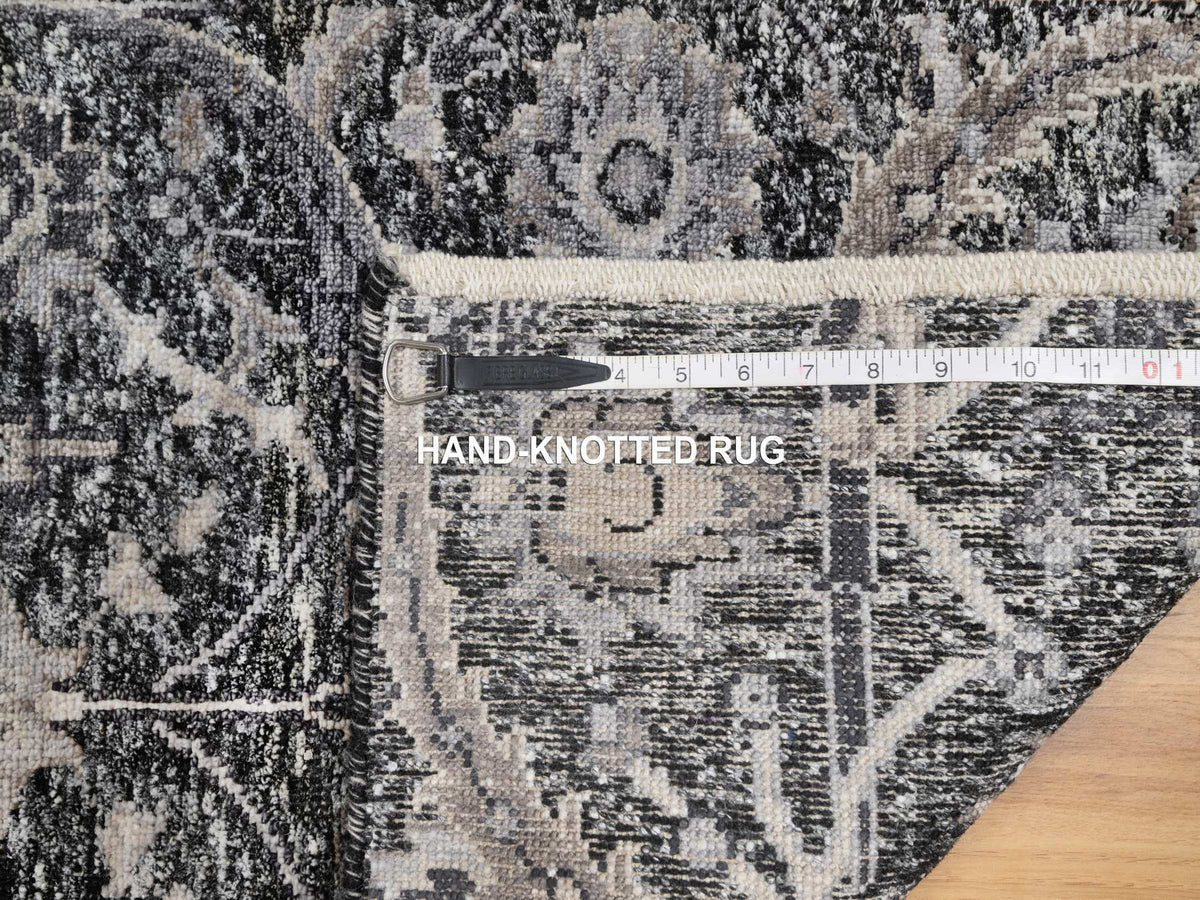 Transitional hand-knotted wool/silk rug in Black, 1'11" x 3'0", SKU O090949