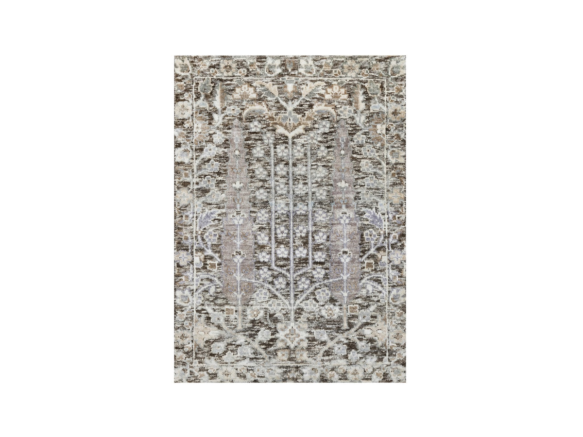 Transitional hand-knotted wool/silk rug in Brown, 2'1" x 2'11", SKU O090950