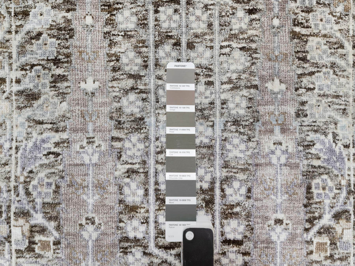 Transitional hand-knotted wool/silk rug in Brown, 2'1" x 2'11", SKU O090950
