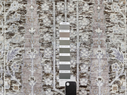 Transitional hand-knotted wool/silk rug in Brown, 2'1" x 2'11", SKU O090950