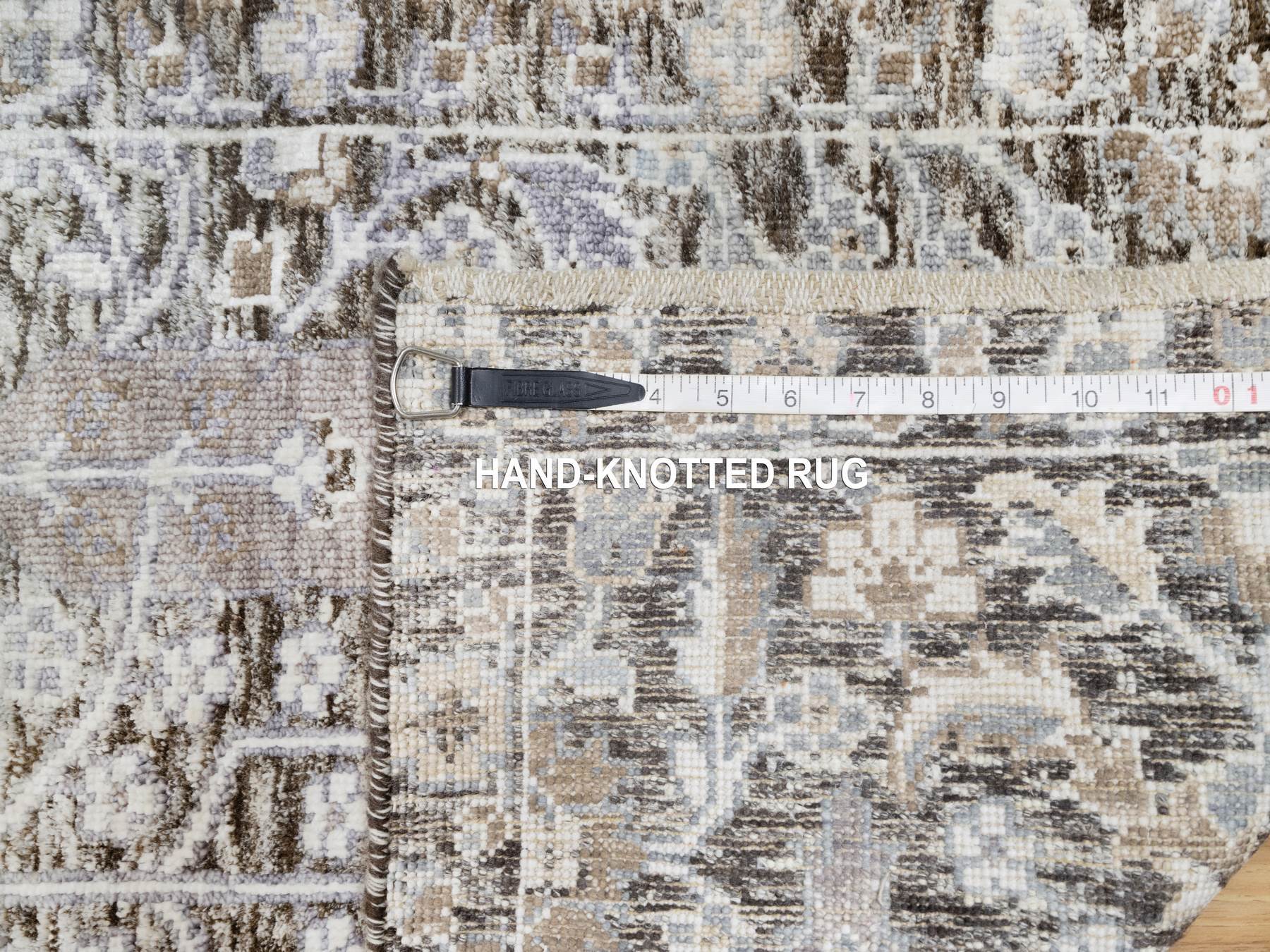 Transitional hand-knotted wool/silk rug in Brown, 2'1" x 2'11", SKU O090950