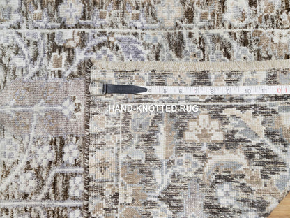 Transitional hand-knotted wool/silk rug in Brown, 2'1" x 2'11", SKU O090950