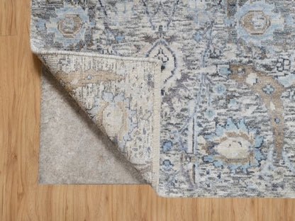 Ivory 2'1" x 3'0" Transitional Hand knotted Wool/Silk Rug - Sku: O090952
