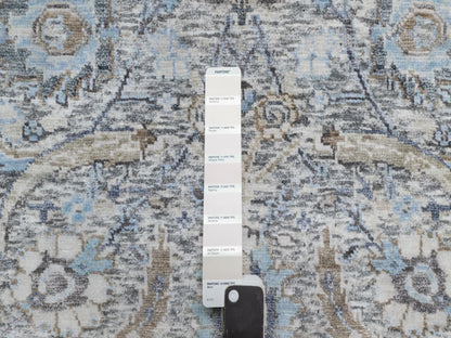 Ivory 2'1" x 3'0" Transitional Hand knotted Wool/Silk Rug - Sku: O090952