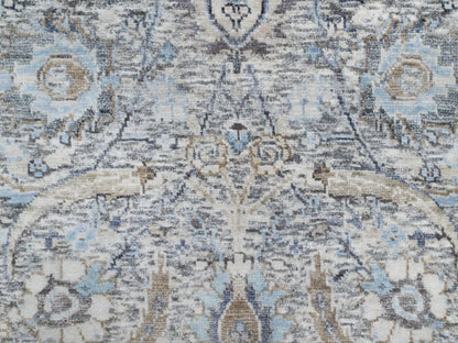 Ivory 2'1" x 3'0" Transitional Hand knotted Wool/Silk Rug - Sku: O090952