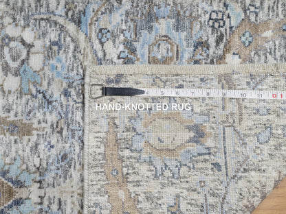 Ivory 2'1" x 3'0" Transitional Hand knotted Wool/Silk Rug - Sku: O090952