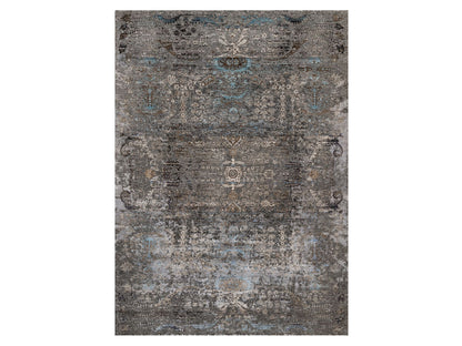 Transitional hand-knotted wool/silk rug in Brown, 9'11" x 14'0", SKU O090954