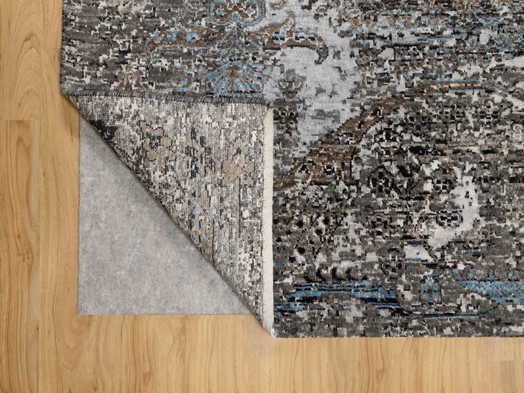 Transitional hand-knotted wool/silk rug in Brown, 7'11" x 9'10", SKU O090955