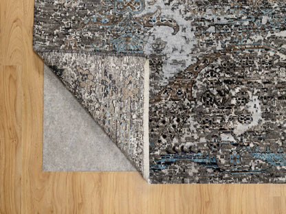 Transitional hand-knotted wool/silk rug in Brown, 7'11" x 9'10", SKU O090955