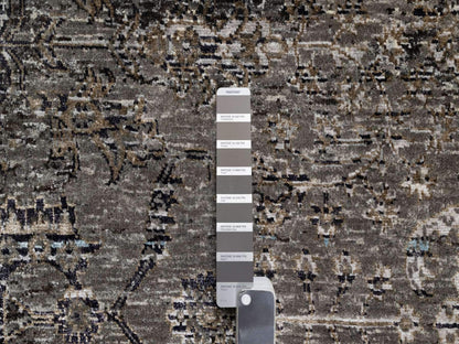 Transitional hand-knotted wool/silk rug in Brown, 7'11" x 9'10", SKU O090955