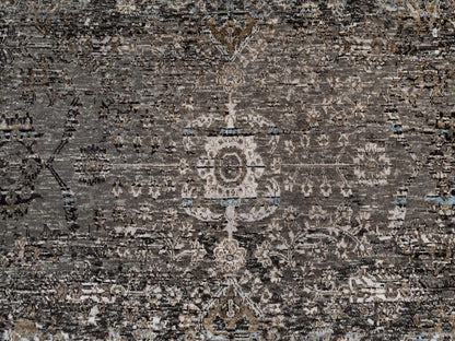 Brown 7'11" x 9'10" Transitional Hand knotted Wool/Silk Rug - Sku: O090955